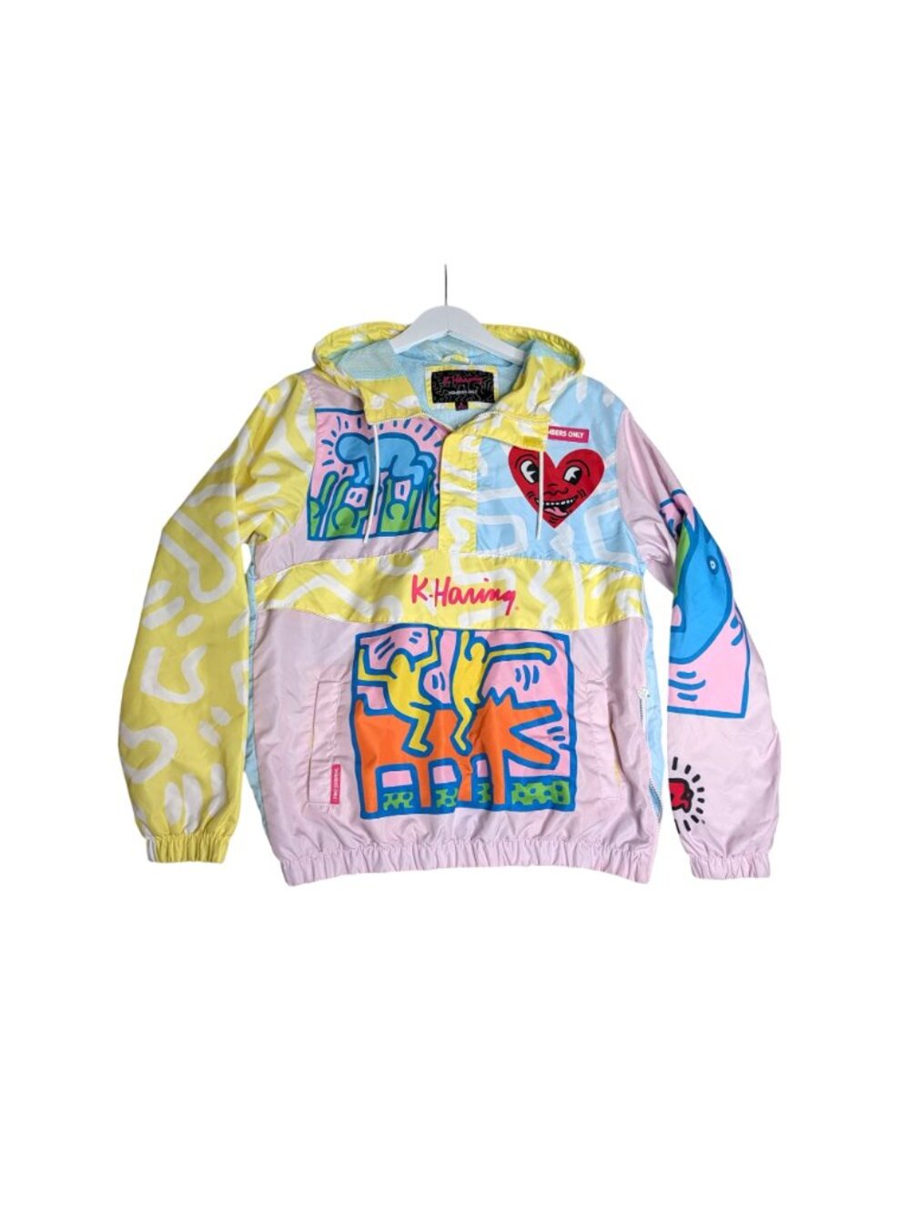 Members Only X Keith Haring Colorful Graffiti Zip Hooded Windbreaker Jacket Smal - Picture 2 of 16